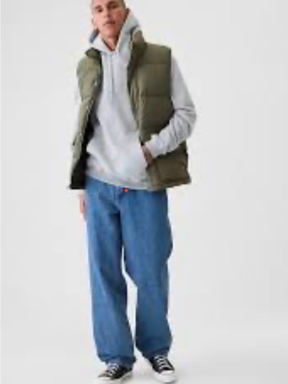 GAP Upcycled Olive Green Quilted Puffer Vest